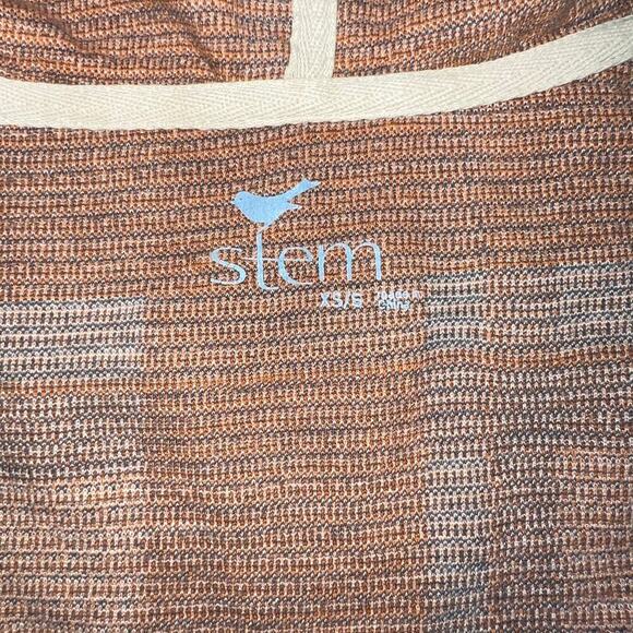 Stem 100% Organic Cotton Fall Plaid Striped Zip Hooded Kangaroo Pockets XS-S - Picture 10 of 10